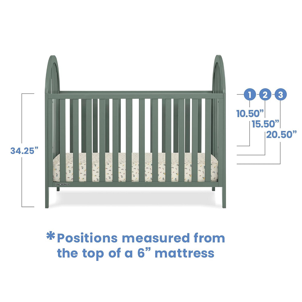 Delta Children Milano 4-in-1 Convertible Crib - Greenguard Gold Certified, Grassy Glen Richmond - photo 6