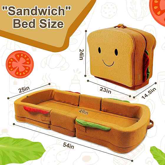 Toddler Travel Bed Sandwich Style - Portable Toddlers Floor Beds, Foldable Soft Foam Travel Crib for Richmond