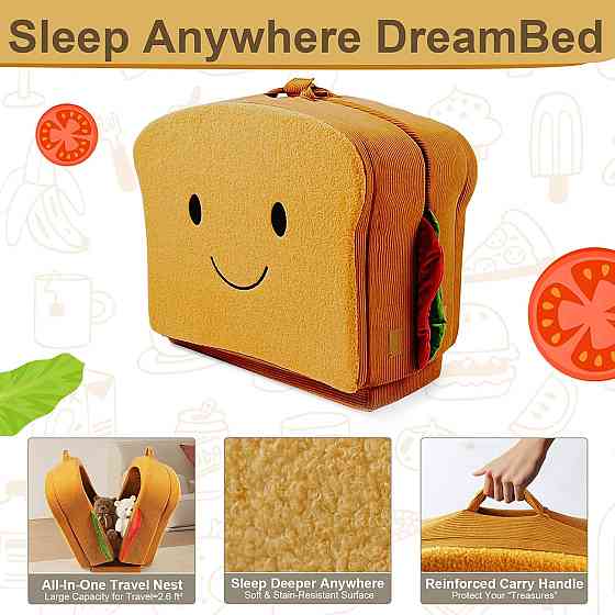 Toddler Travel Bed Sandwich Style - Portable Toddlers Floor Beds, Foldable Soft Foam Travel Crib for Richmond