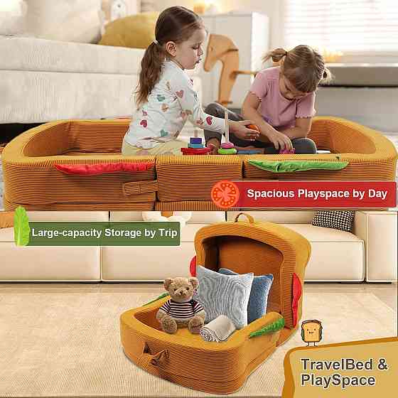 Toddler Travel Bed Sandwich Style - Portable Toddlers Floor Beds, Foldable Soft Foam Travel Crib for Richmond