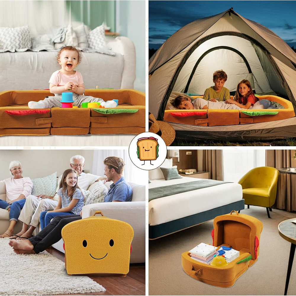 Toddler Travel Bed Sandwich Style - Portable Toddlers Floor Beds, Foldable Soft Foam Travel Crib for Richmond - photo 7