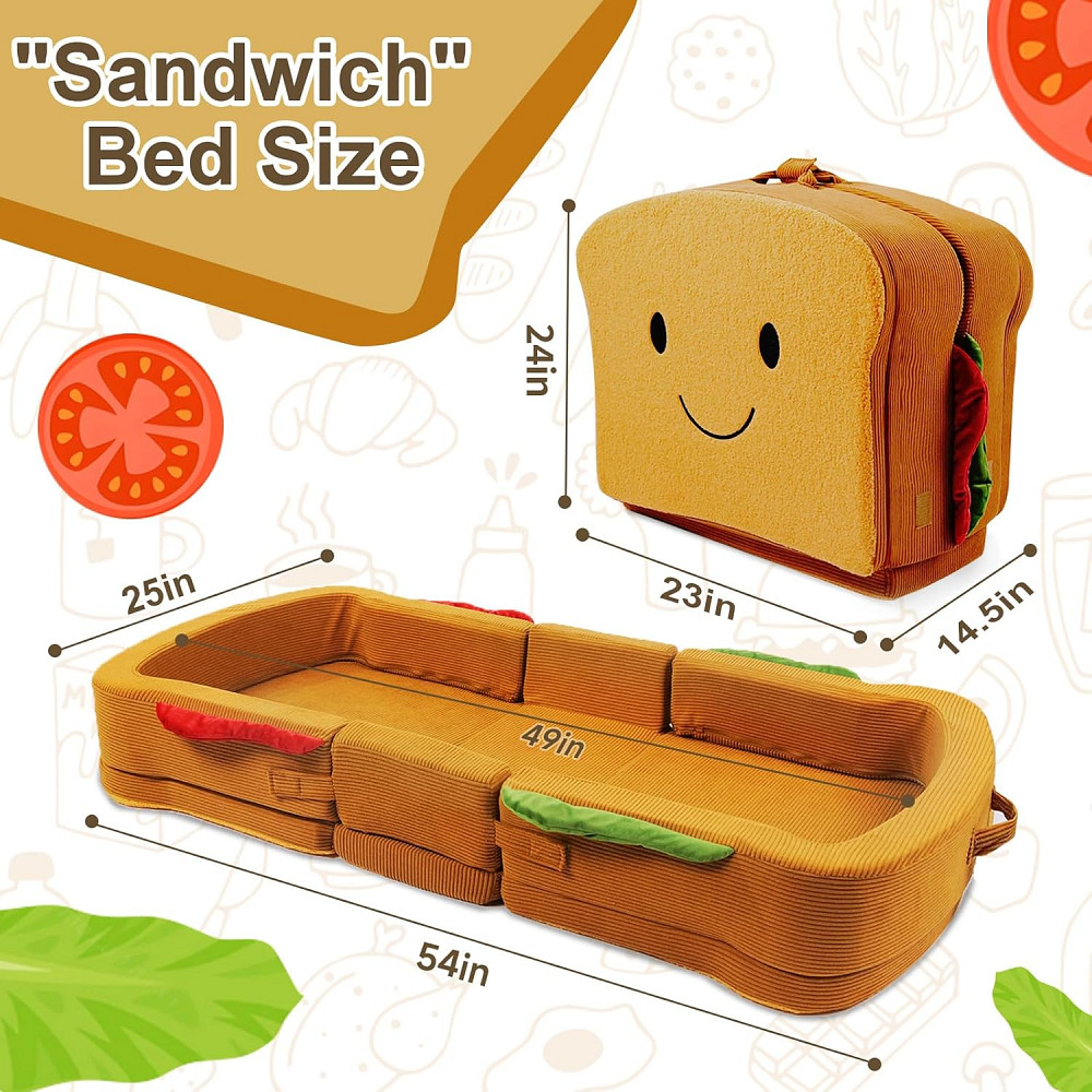 Toddler Travel Bed Sandwich Style - Portable Toddlers Floor Beds, Foldable Soft Foam Travel Crib for Richmond - photo 2