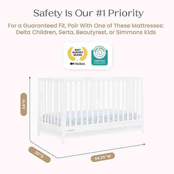 Delta Children Lulu 5-in-1 Convertible Crib, Converts to Toddler Bed, Daybed, Sofa & Full-Size Bed,  Richmond
