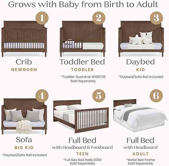 Delta Children Penelope 6-in-1 Convertible Crib - Greenguard Gold Certified, Teak Brown Richmond