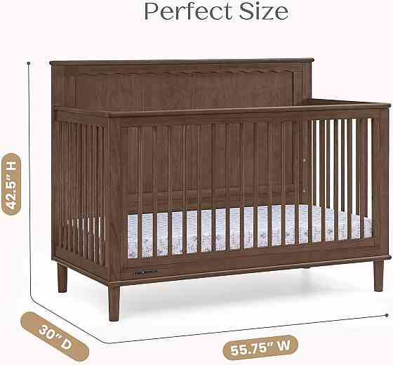 Delta Children Penelope 6-in-1 Convertible Crib - Greenguard Gold Certified, Teak Brown Richmond