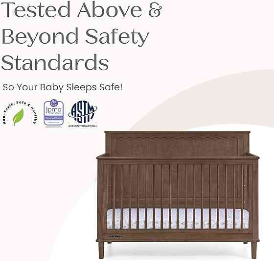 Delta Children Penelope 6-in-1 Convertible Crib - Greenguard Gold Certified, Teak Brown Richmond