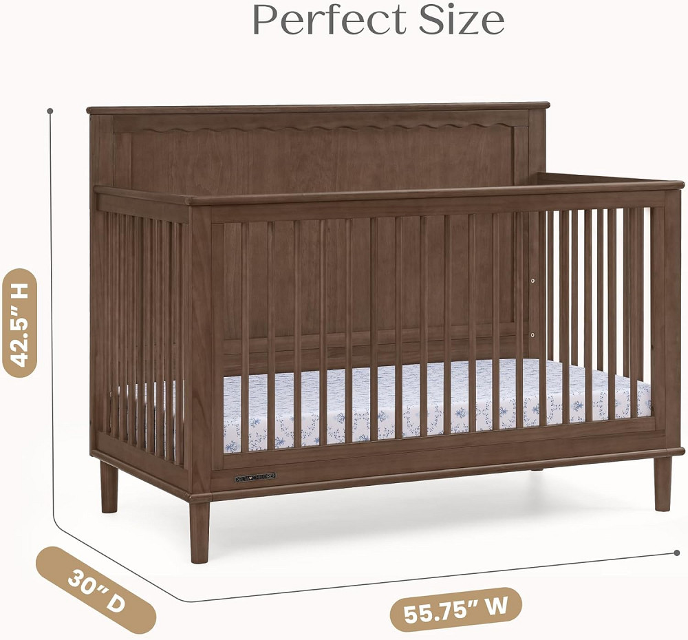 Delta Children Penelope 6-in-1 Convertible Crib - Greenguard Gold Certified, Teak Brown Richmond - photo 3