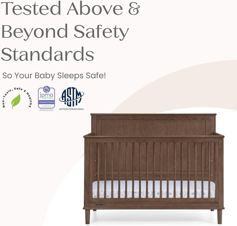 Delta Children Penelope 6-in-1 Convertible Crib - Greenguard Gold Certified, Teak Brown Richmond - photo 5