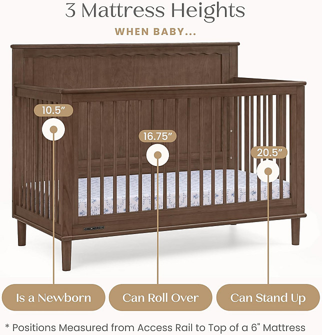 Delta Children Penelope 6-in-1 Convertible Crib - Greenguard Gold Certified, Teak Brown Richmond - photo 7