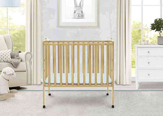 Delta Children Folding Portable Mini Baby Crib with 1.5-inch Mattress - Greenguard Gold Certified, N Richmond