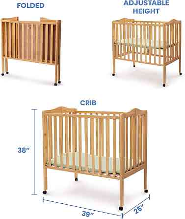 Delta Children Folding Portable Mini Baby Crib with 1.5-inch Mattress - Greenguard Gold Certified, N Richmond