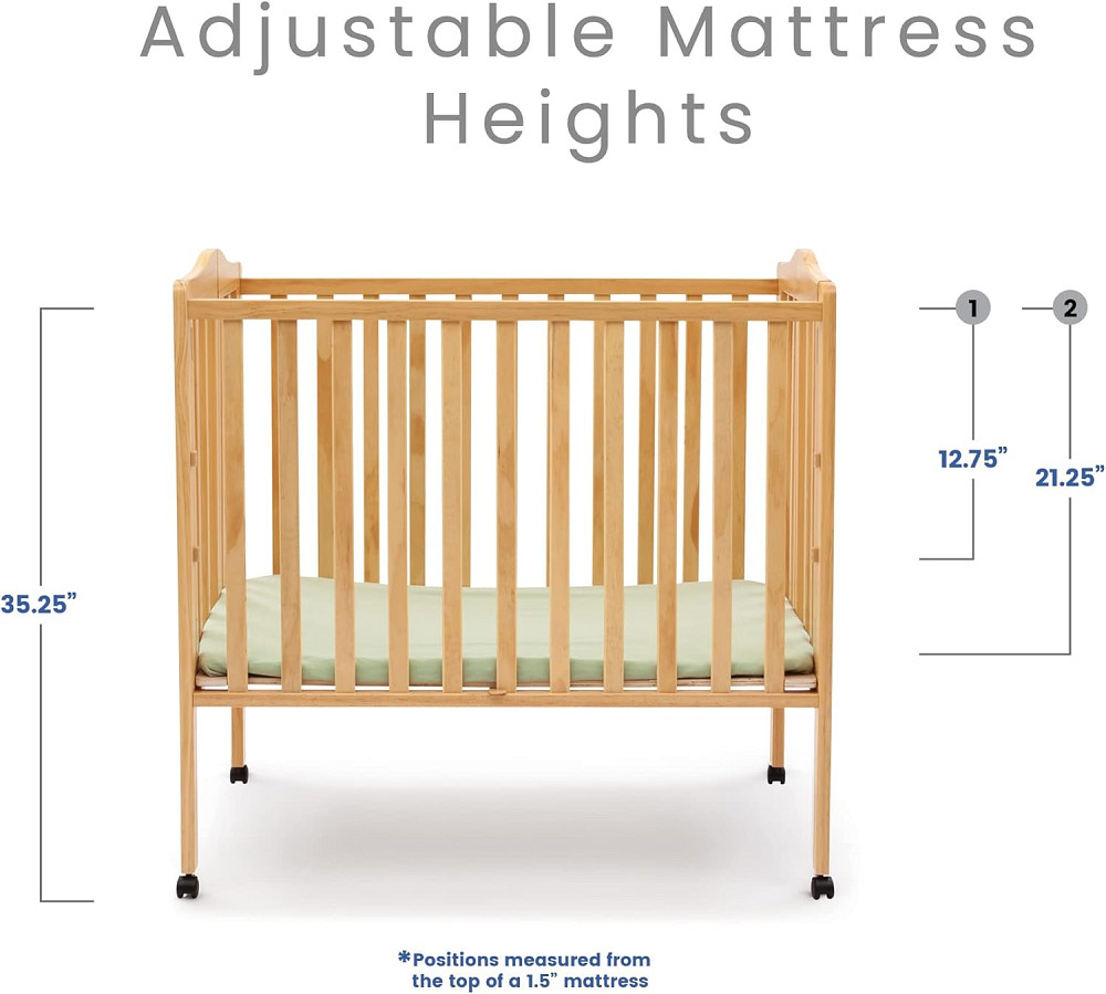 Delta Children Folding Portable Mini Baby Crib with 1.5-inch Mattress - Greenguard Gold Certified, N Richmond - photo 7