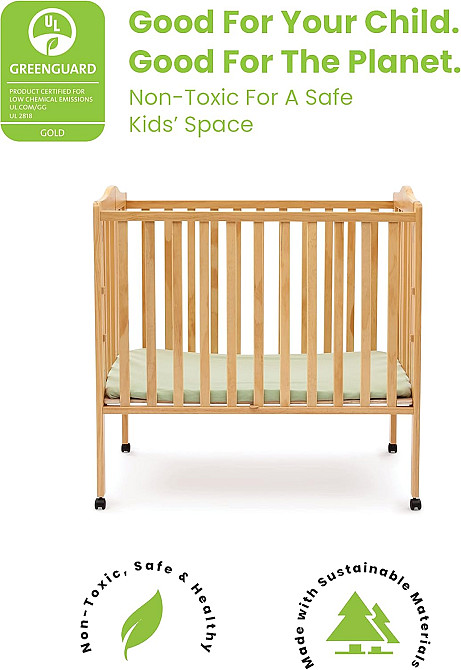 Delta Children Folding Portable Mini Baby Crib with 1.5-inch Mattress - Greenguard Gold Certified, N Richmond - photo 4