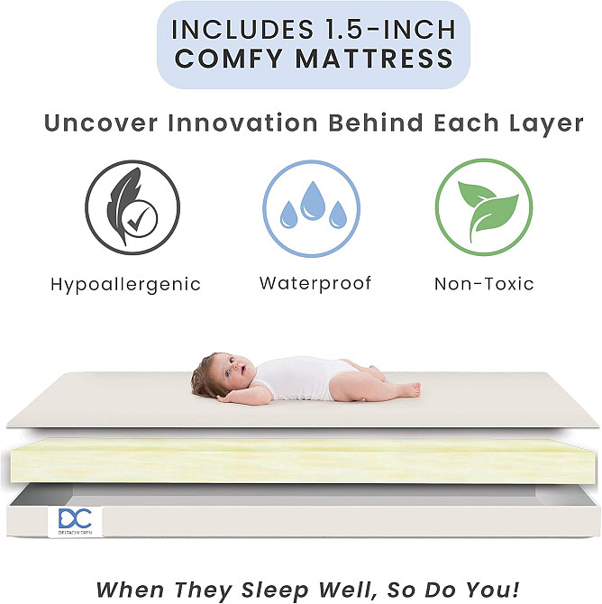 Delta Children Folding Portable Mini Baby Crib with 1.5-inch Mattress - Greenguard Gold Certified, N Richmond - photo 5