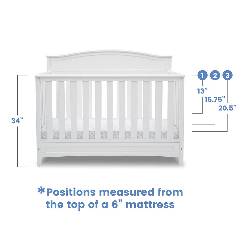 Delta Children Emery 4-in-1 Convertible Baby Crib - Greenguard Gold Certified, White Richmond - photo 6