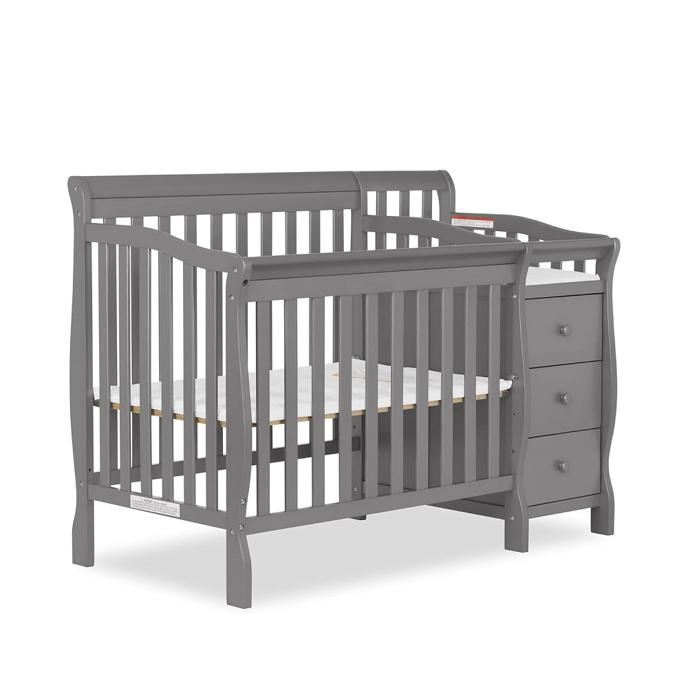 Dream On Me Jayden 4‑in‑1 Mini Convertible Baby Crib & Changer with Storage, Steel Grey, Pinewood, G Richmond - photo 1