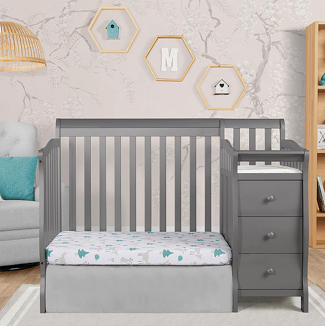 Dream On Me Jayden 4‑in‑1 Mini Convertible Baby Crib & Changer with Storage, Steel Grey, Pinewood, G Richmond - photo 2