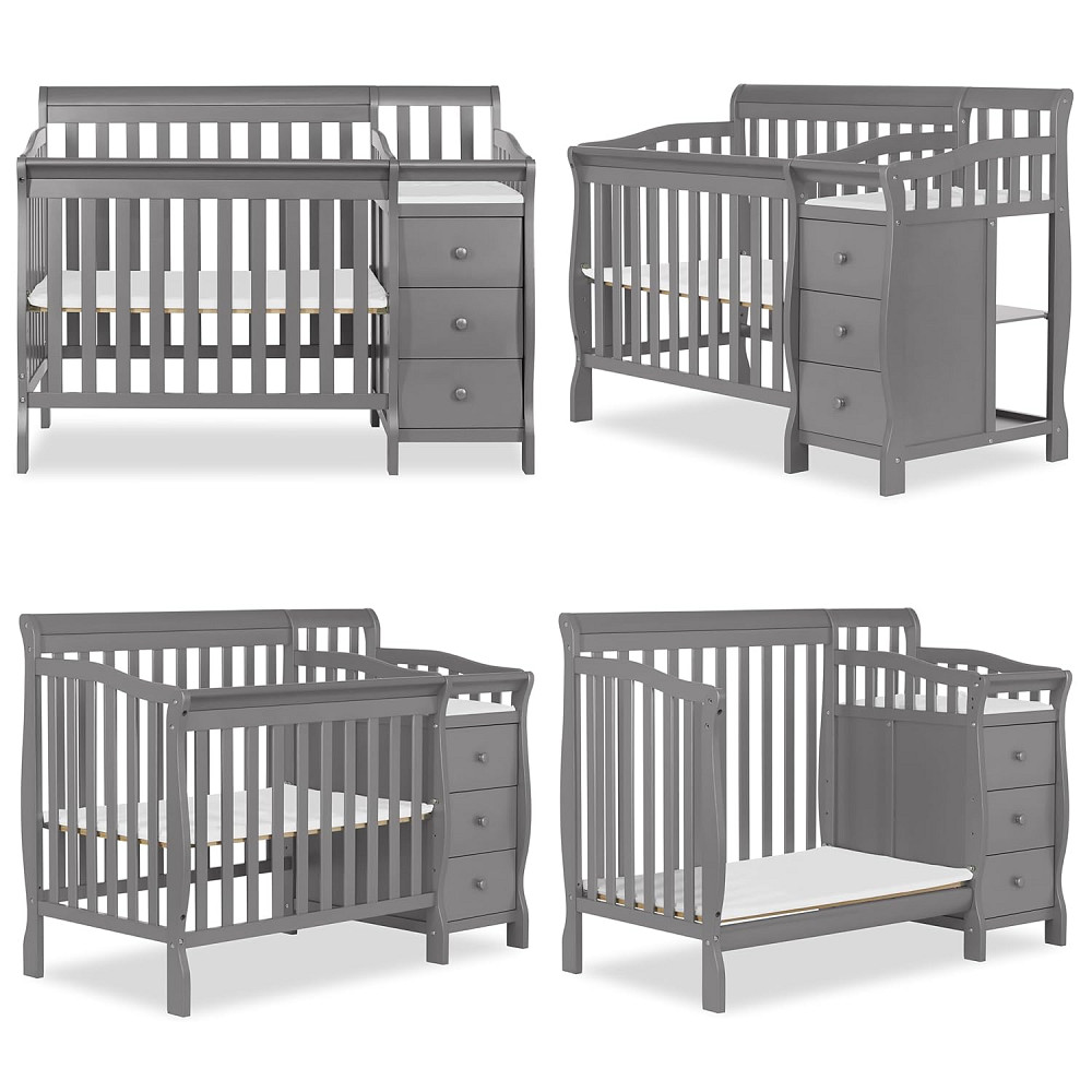 Dream On Me Jayden 4‑in‑1 Mini Convertible Baby Crib & Changer with Storage, Steel Grey, Pinewood, G Richmond - photo 4