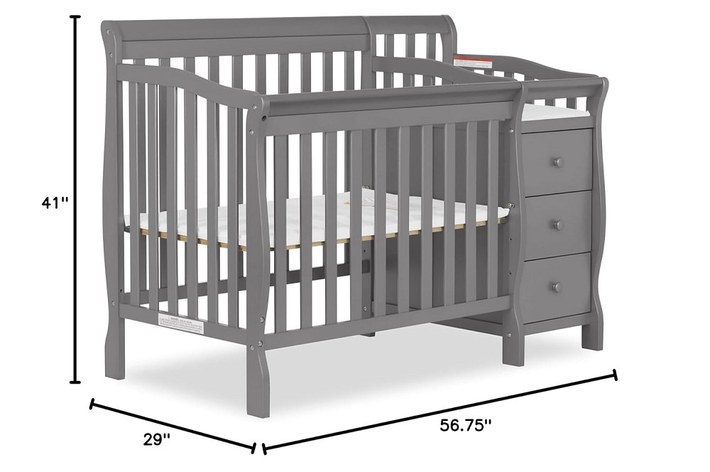 Dream On Me Jayden 4‑in‑1 Mini Convertible Baby Crib & Changer with Storage, Steel Grey, Pinewood, G Richmond - photo 3