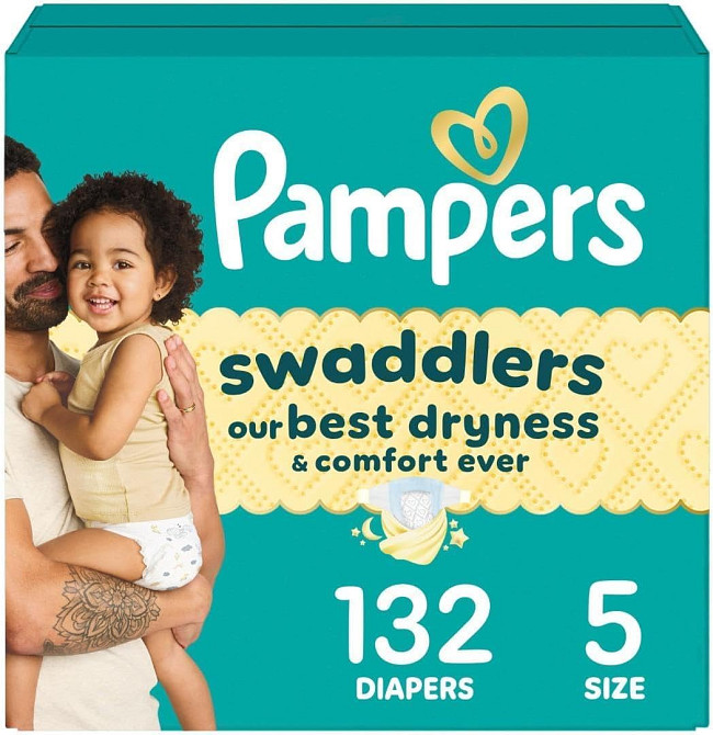 Pampers Swaddlers Diapers, Size 5 (20-37 lbs), 132 Count, Hypoallergenic, Absorbent, Keeps Baby Dry  Richmond - photo 1