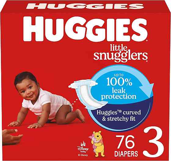 Huggies Size 3 Diapers, Little Snugglers Baby Diapers, Size 3 (16-28 lbs), 76 Count, Packaging May V