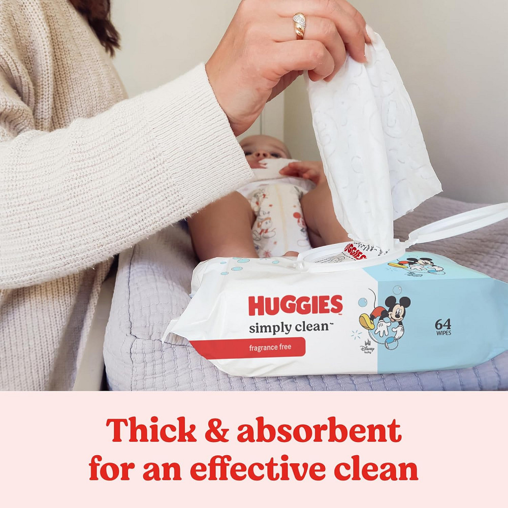 Huggies Simply Clean Unscented Baby Diaper Wipes, 11 Flip-Top Packs (704 Wipes Total), Packaging May Richmond - photo 4