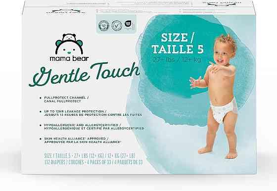 Amazon Brand - Mama Bear Gentle Touch Baby Diapers, Size 5, 27+ lb, Leak Protection, 12 Hours Protec