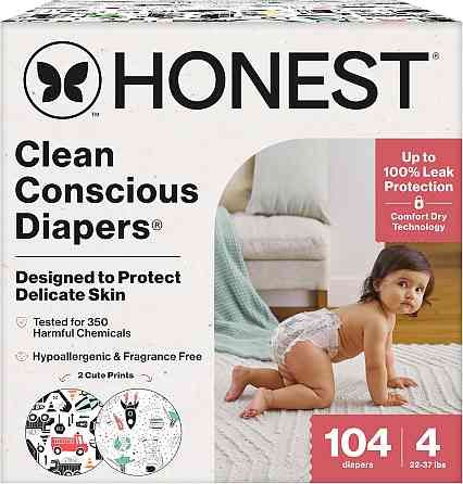 The Honest Company Comfort Dry Disposable Daytime Diapers for Sensitive Skin, Hypoallergenic, Space  Richmond