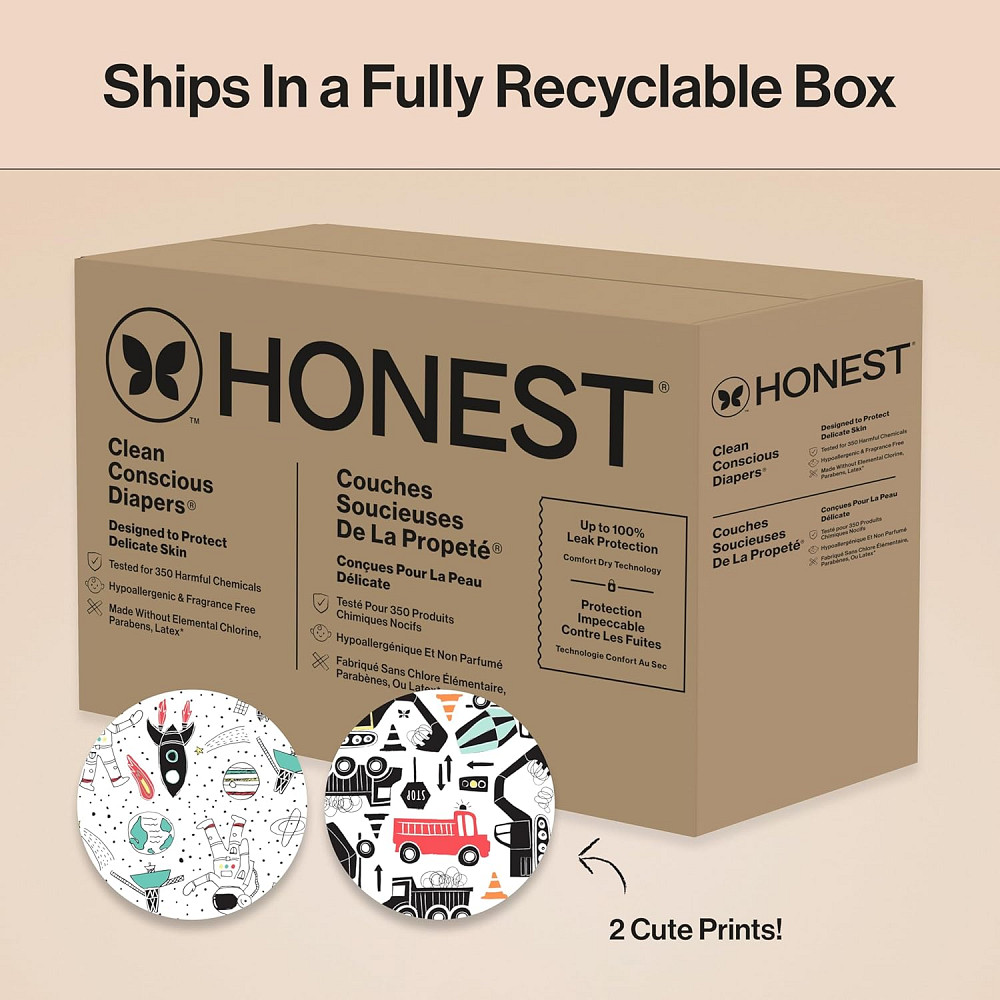 The Honest Company Comfort Dry Disposable Daytime Diapers for Sensitive Skin, Hypoallergenic, Space  Richmond - photo 9