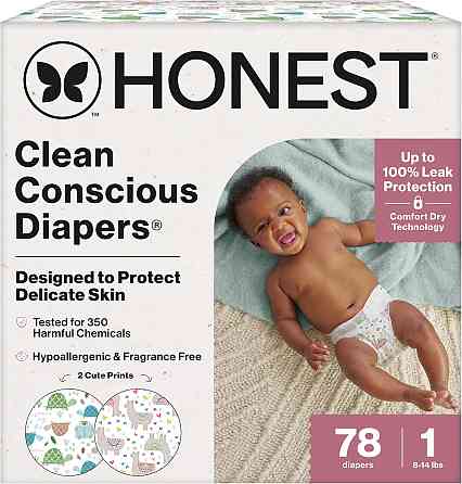 The Honest Company Comfort Dry Disposable Daytime Diapers for Sensitive Skin, Hypoallergenic, All th
