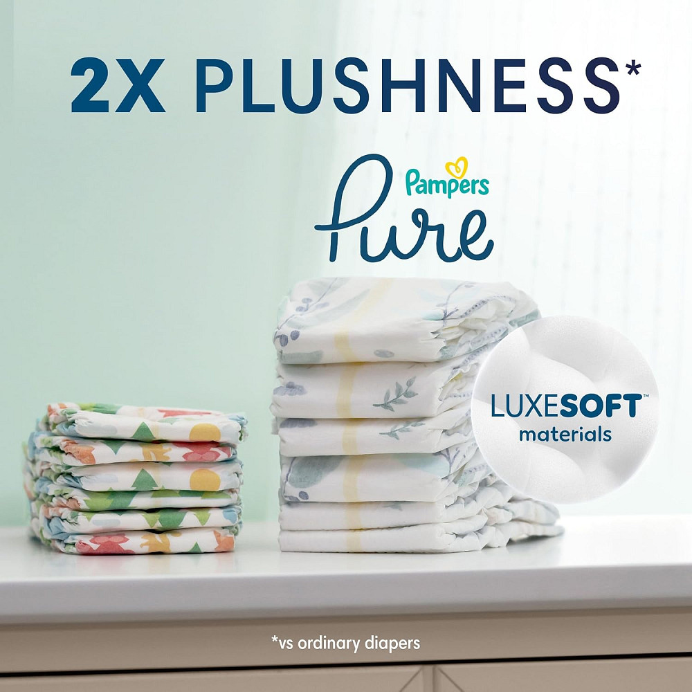Pampers Pure Baby Diapers, Size 6 (35+ lbs), 108, Up to 100% Leakproof, Premium Hypoallergenic Soft  Richmond - photo 8