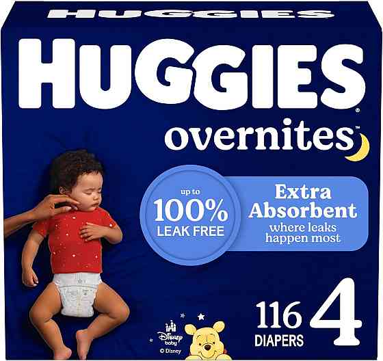 Diapers, Overnites - Size 4  (22-37 lbs) - 116  Count - Up to 12 Hours of Nighttime Leak Protection 