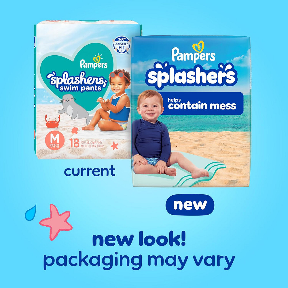 Pampers Swim Diapers - Splashers - Size 4, 18 Count, Gap-Free Disposable Baby Swimming Pants Richmond - photo 2