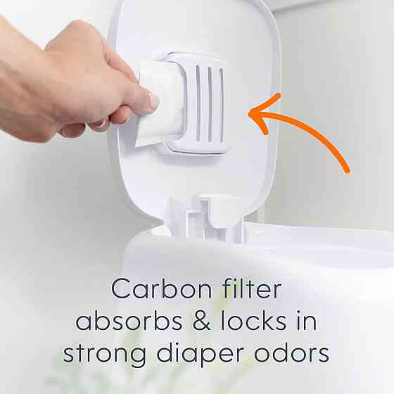 Diaper Genie Complete Diaper Pail (White) – Includes 1 Refill (Holds 270 Newborn Diapers) & 1 Carbon Richmond