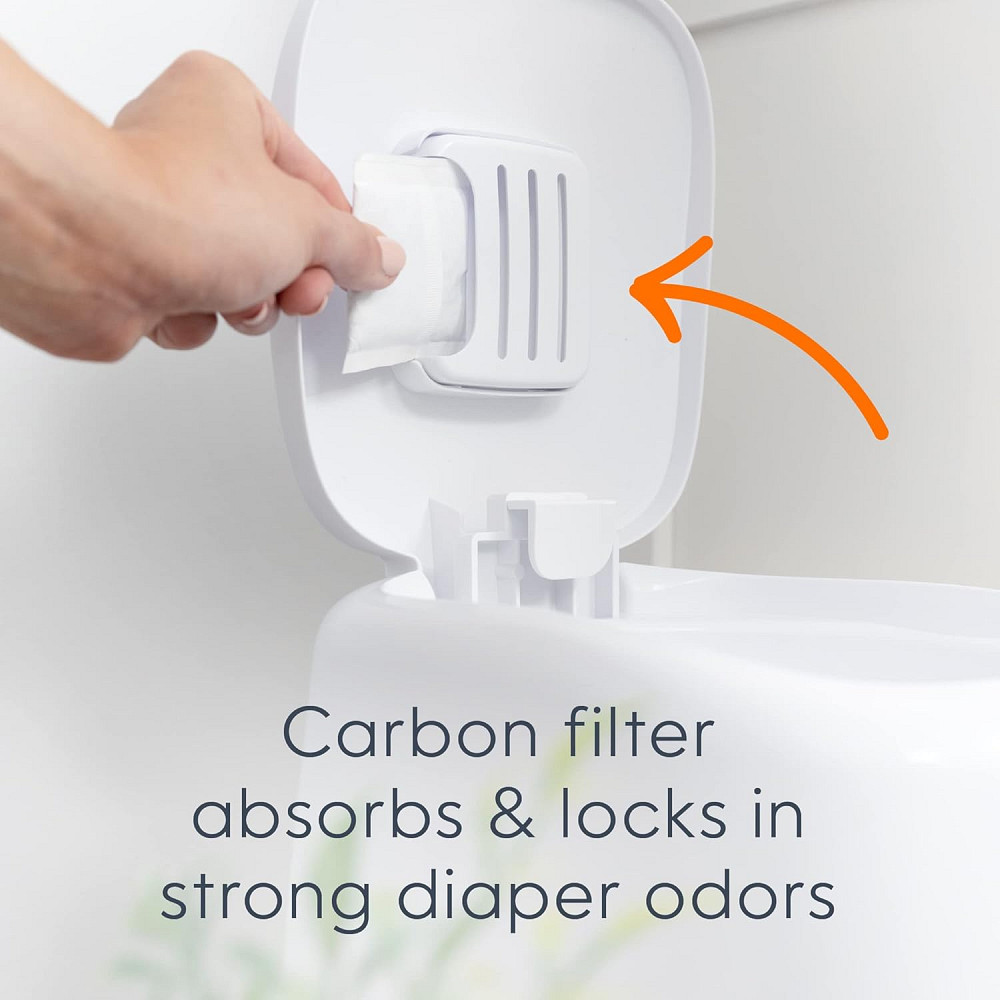Diaper Genie Complete Diaper Pail (White) – Includes 1 Refill (Holds 270 Newborn Diapers) & 1 Carbon Richmond - photo 5