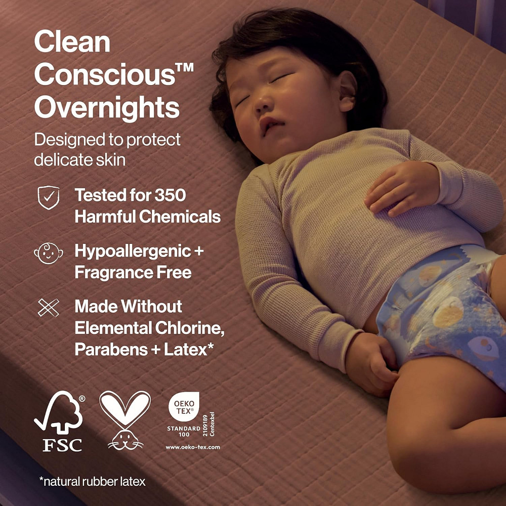 The Honest Company Comfort Dry Overnight Diapers, Up to 12 Hours Protection, Hypoallergenic, Cozy Cl Richmond - photo 5