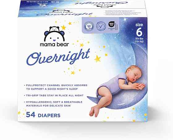 Amazon Brand - Mama Bear Overnight Baby Diapers with Leak Protection and Skin Protection, Fragrance-