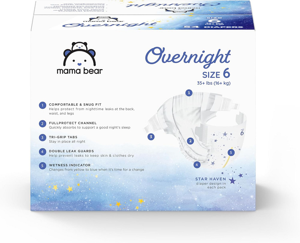 Amazon Brand - Mama Bear Overnight Baby Diapers with Leak Protection and Skin Protection, Fragrance- Richmond - photo 8