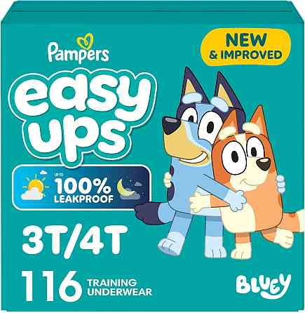 Pampers Training Pants - Easy Ups Boys & Girls Bluey - Size 3T-4T, 116 Count, Children's Potty Under Richmond