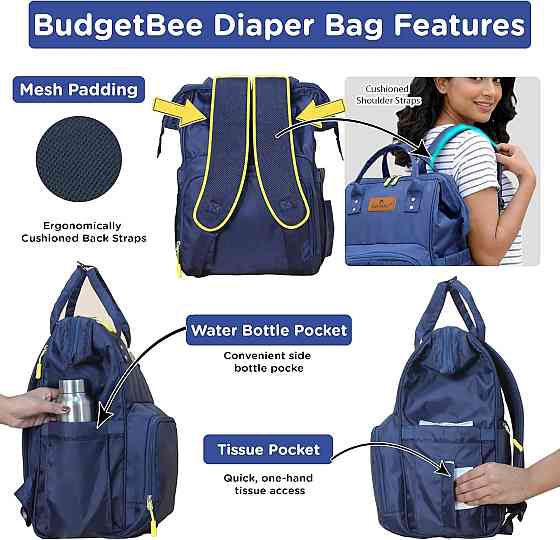 NANKICRAFT Diaper Bag Backpack for Moms, Navy Blue, Water-Resistant Oxford Fabric, 12 Pockets with A Richmond