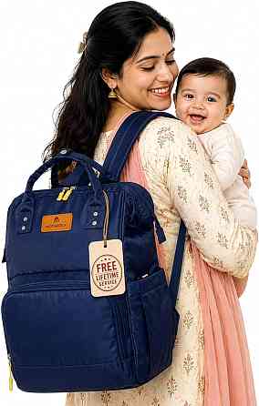 NANKICRAFT Diaper Bag Backpack for Moms, Navy Blue, Water-Resistant Oxford Fabric, 12 Pockets with A