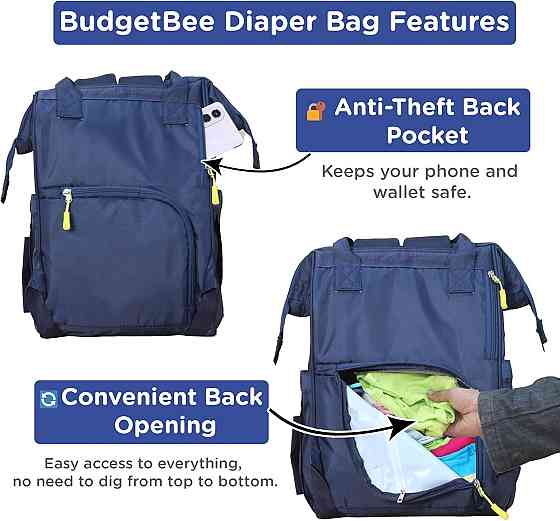 NANKICRAFT Diaper Bag Backpack for Moms, Navy Blue, Water-Resistant Oxford Fabric, 12 Pockets with A Richmond