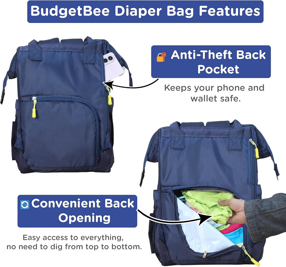 NANKICRAFT Diaper Bag Backpack for Moms, Navy Blue, Water-Resistant Oxford Fabric, 12 Pockets with A Richmond - photo 5