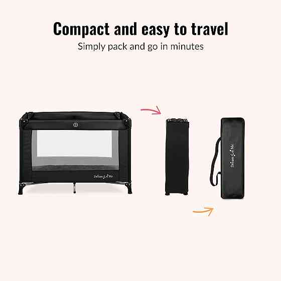 Dream On Me Nest Portable Playard in Black with Carrybag an Shoulder Strap, Lightweight, Packable an Richmond