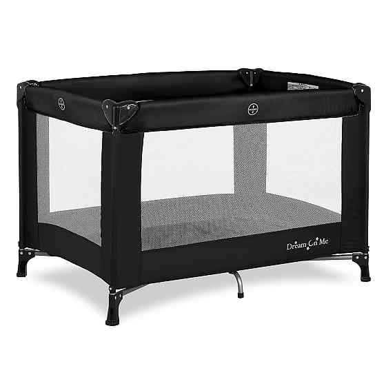 Dream On Me Nest Portable Playard in Black with Carrybag an Shoulder Strap, Lightweight, Packable an