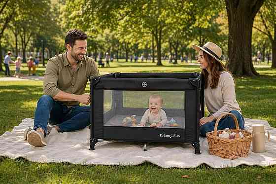Dream On Me Nest Portable Playard in Black with Carrybag an Shoulder Strap, Lightweight, Packable an Richmond