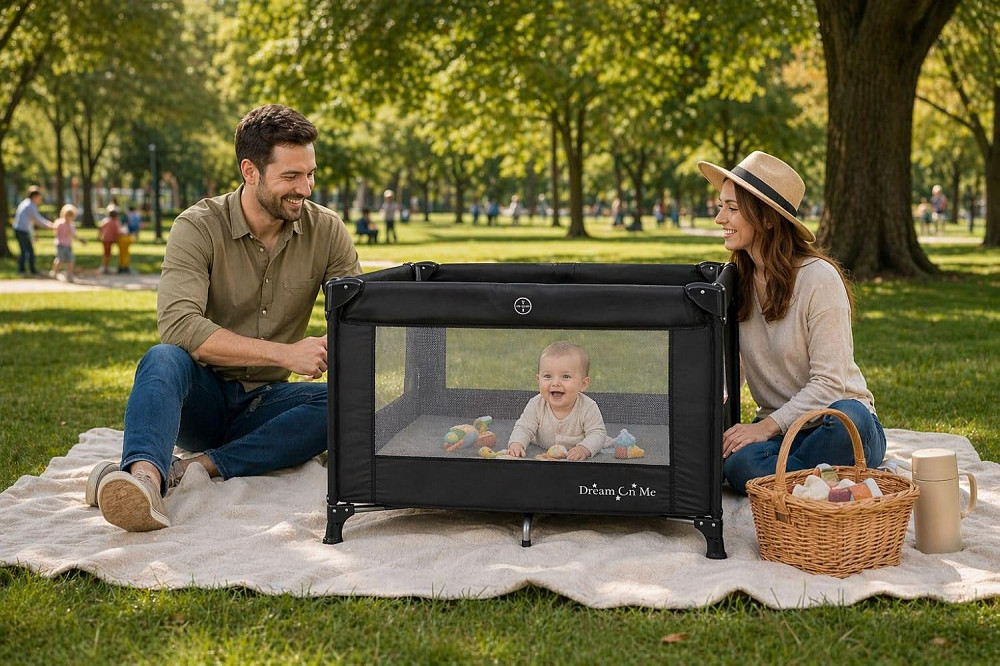 Dream On Me Nest Portable Playard in Black with Carrybag an Shoulder Strap, Lightweight, Packable an Richmond - photo 2