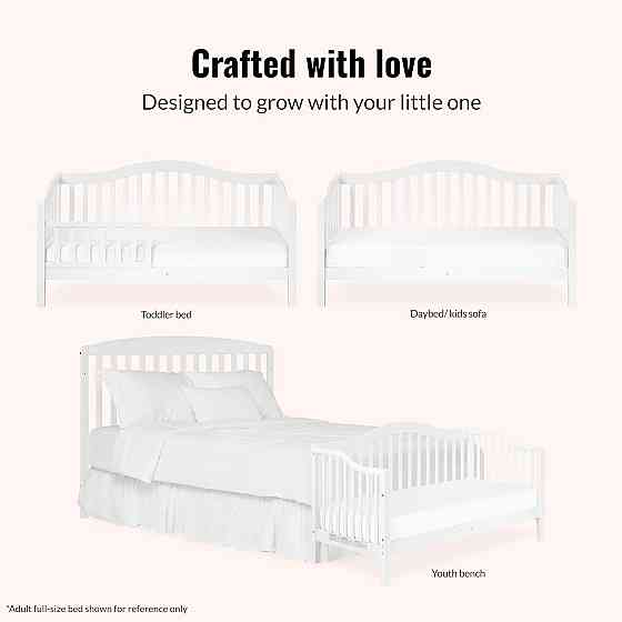 Dream On Me Austin Toddler Day Bed with Rails in White, Low to Floor Toddler Day Bed, Greenguard Gol Richmond