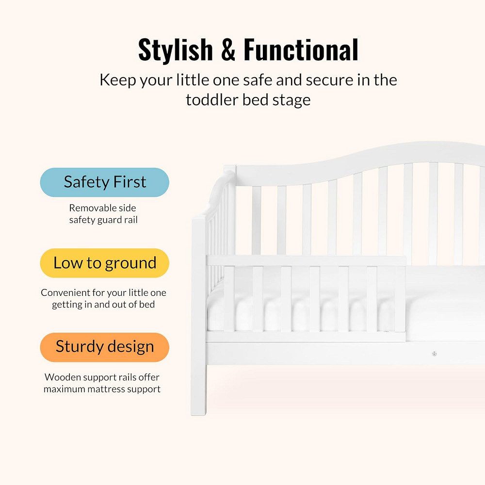Dream On Me Austin Toddler Day Bed with Rails in White, Low to Floor Toddler Day Bed, Greenguard Gol Richmond - photo 5