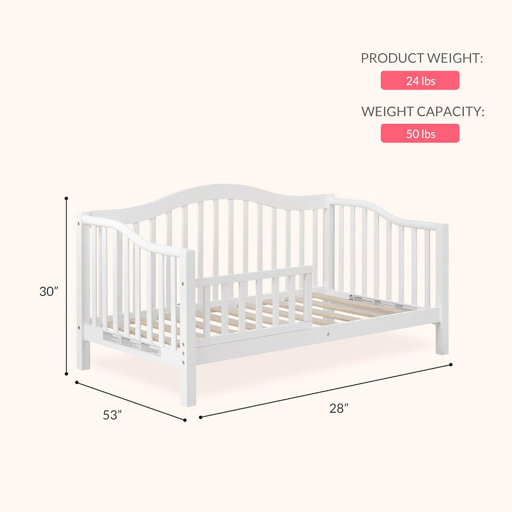 Dream On Me Austin Toddler Day Bed with Rails in White, Low to Floor Toddler Day Bed, Greenguard Gol Richmond - photo 3